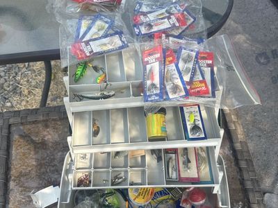 Loaded Tackle Box with Assorted Fishing Lures, Worden's Rooster Tails, & Zoom Baits
