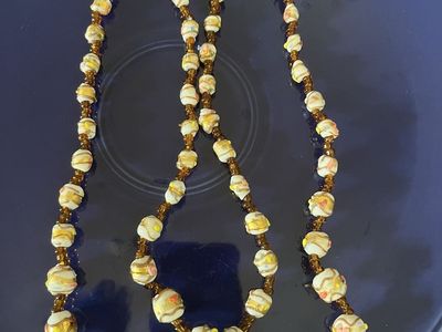 Two Matching 1950's White Italian Glass Beaded Necklaces