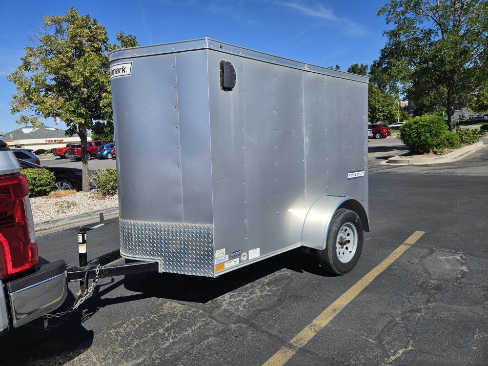 like new 2022 5x8 + v nose Haulmark Passport Enclosed Cargo Trailer - Silver, Single Axle