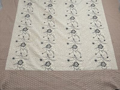 Elegant vintage quilt set, cream floral home decor