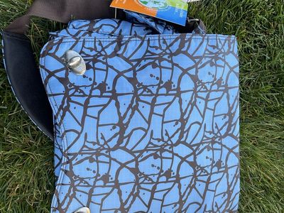 Kalencom Blue and Brown Patterned Messenger Diaper Bag with Tags