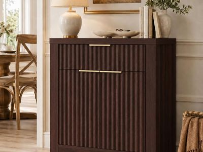 24" Small Fluted Sideboard Buffet Cabinet with Drawer and 2 Doors