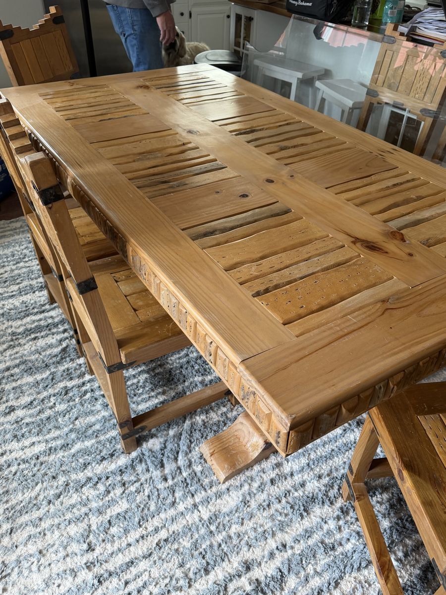 Rustic Wood Dining Table and Chairs Set - Farmhouse Style