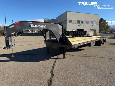 8.5x35 Diamond C FMAX-HDT 212 Gooseneck Hydraulic Dovetail Equipment Trailer - 25.9K GVWR Hydraulic Jack(s)