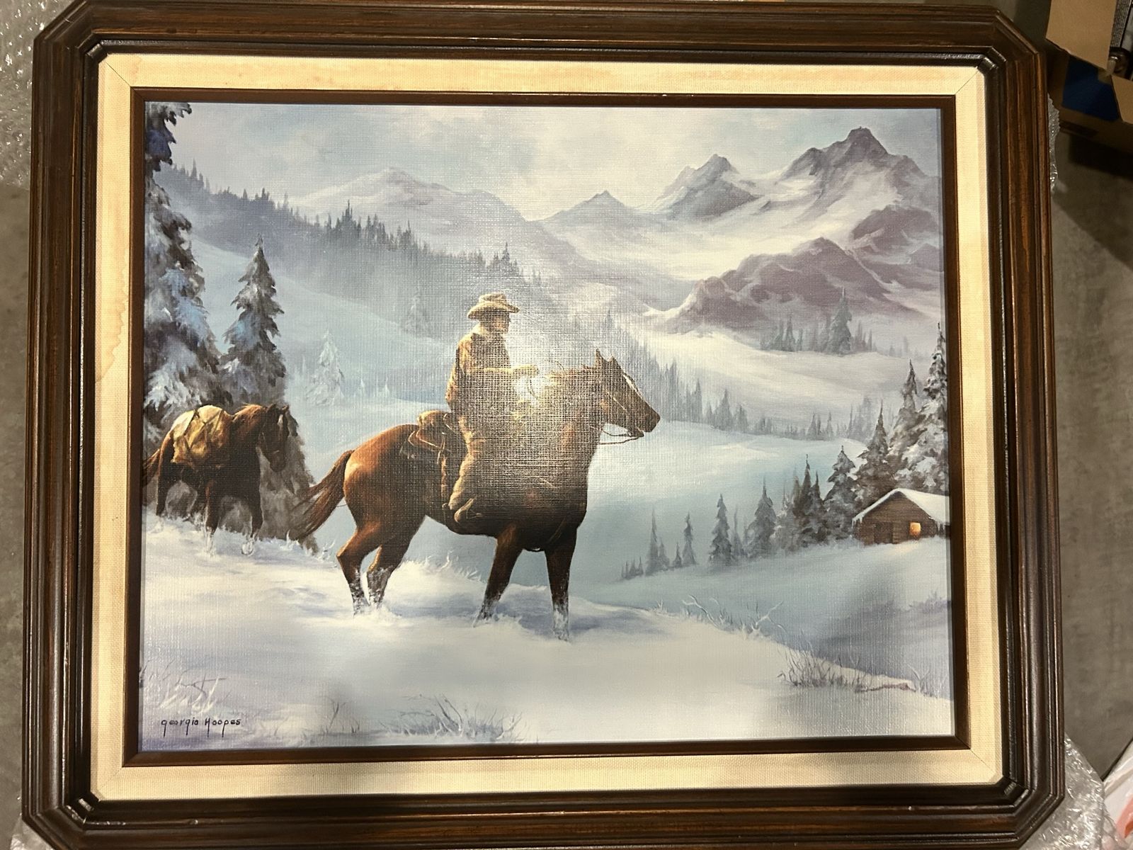 Georgia Hoopes Winter Mountain Horse Painting Framed Canvas Art