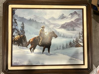 Georgia Hoopes Winter Mountain Horse Painting Framed Canvas Art