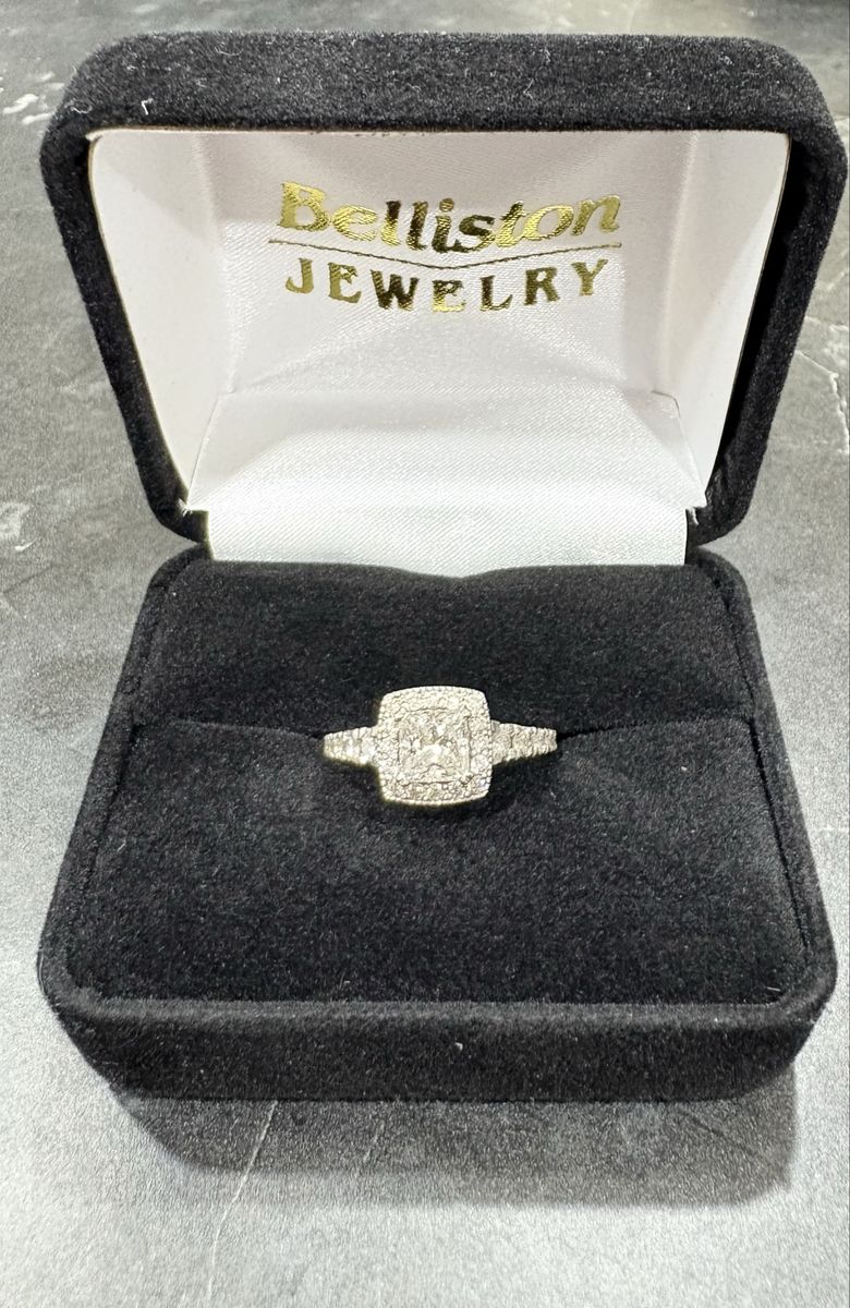 Belliston Jewelry Diamond Engagement Ring Cushion Cut Halo Setting