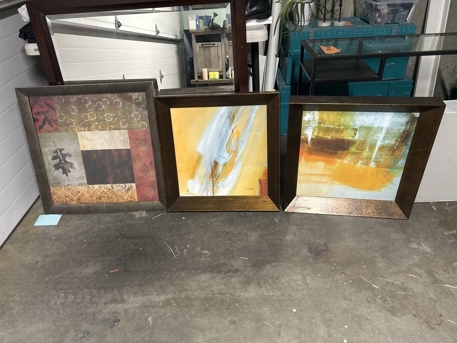 Set of 3 Framed Abstract and Patterned Wall Art Decor Pieces