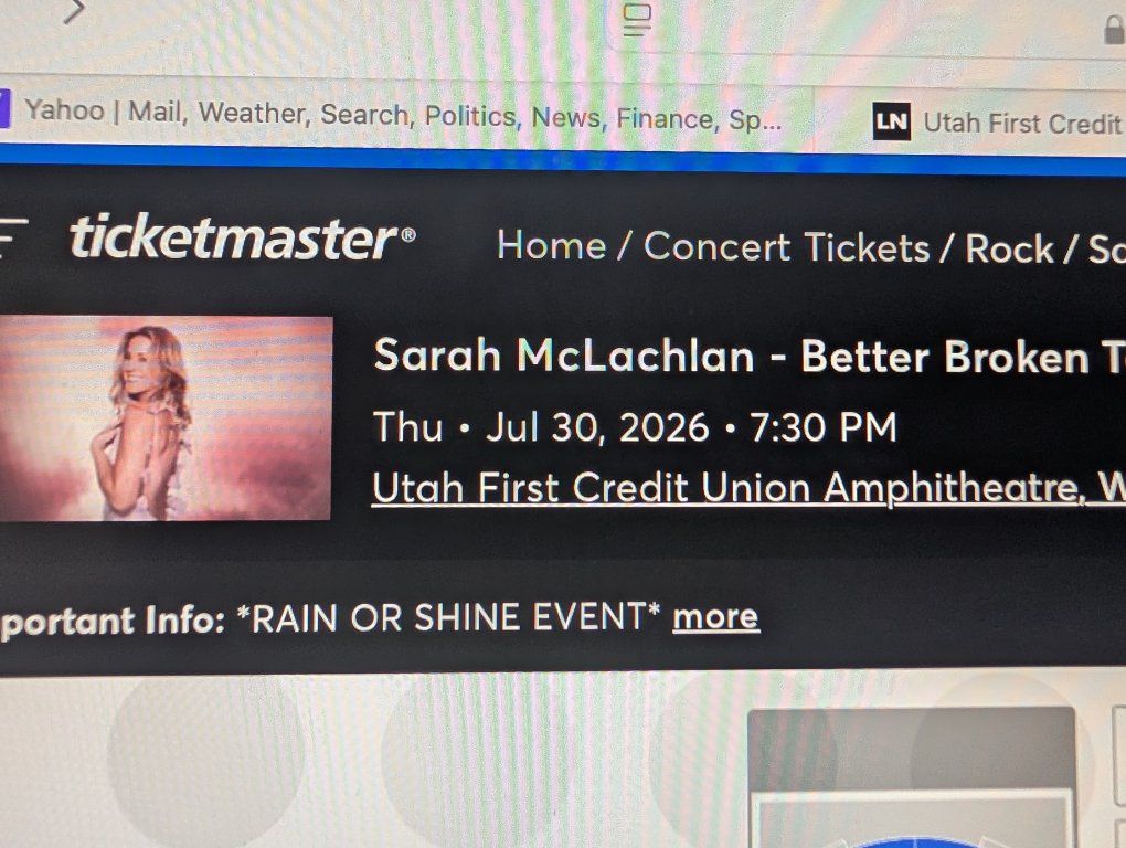 Sarah McLachlan  Sec 301 $60.00 each