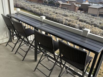 Outdoor Bar Table + 4 Folding Chairs