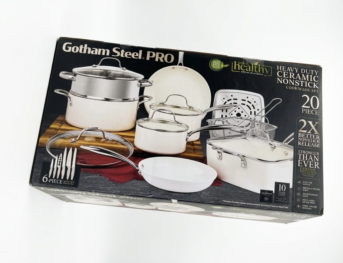 Brand New Gotham Steel Pro 20-Piece Ceramic Cookware & Knife Set 