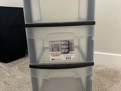 Sterilite 3-Drawer Medium Cart - Black Frame with Clear Drawers, Rolling Storage Organizer