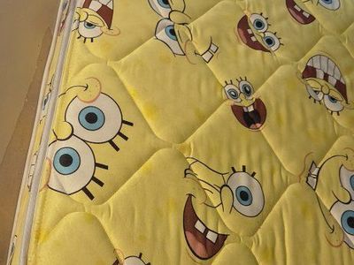 SpongeBob SquarePants Kids Twin Mattress Topper/Pad - Yellow with Character Print