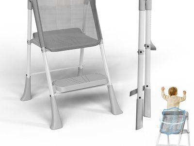 NEW Toddler Tower Foldable, Foldable Toddler Standing Tower 1-6 Years,Gray