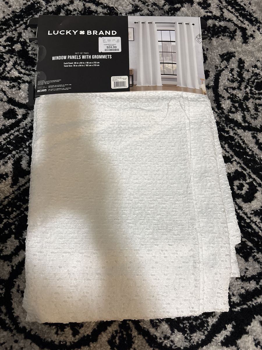 Lucky Brand Window Panels With Grommets Set of Two White. New. 
