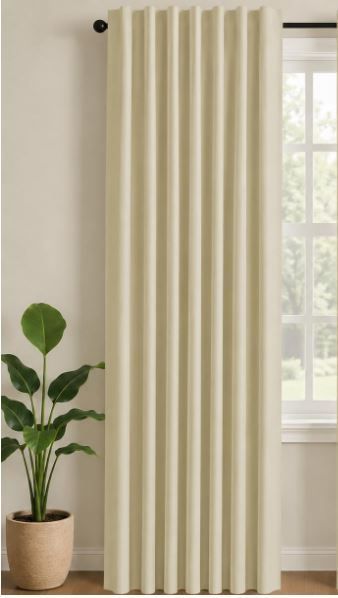 NEW! Deconovo Privacy Curtain, Nursery Total Blackout Drape, Faux Linen Grommet 42” x 120”, Beige