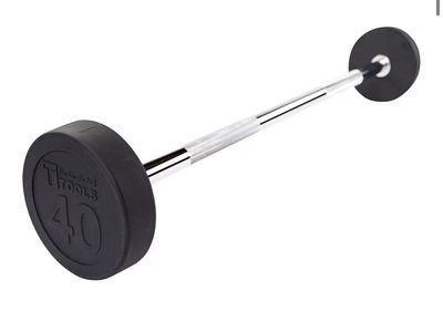 Body-Solid Tools 40lb Fixed Weight Rubber Barbell, Chrome Bar - Excellent Condition