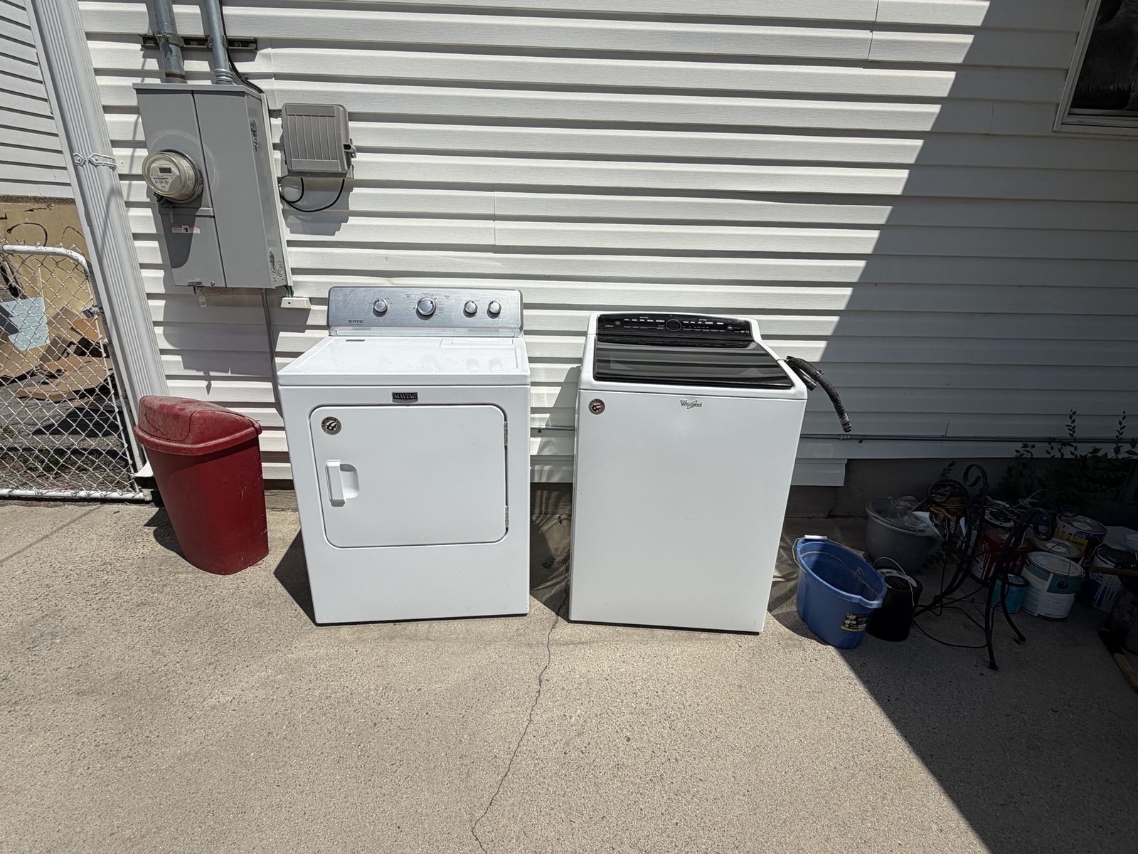 Maytag & Whirlpool White Washer and Electric Dryer Set - Working Condition
