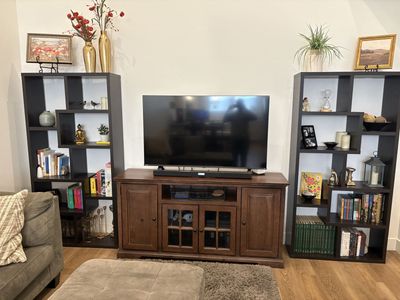 Bookcase Espresso Finish Geometric Bookshelf / Shelving 2 pieces