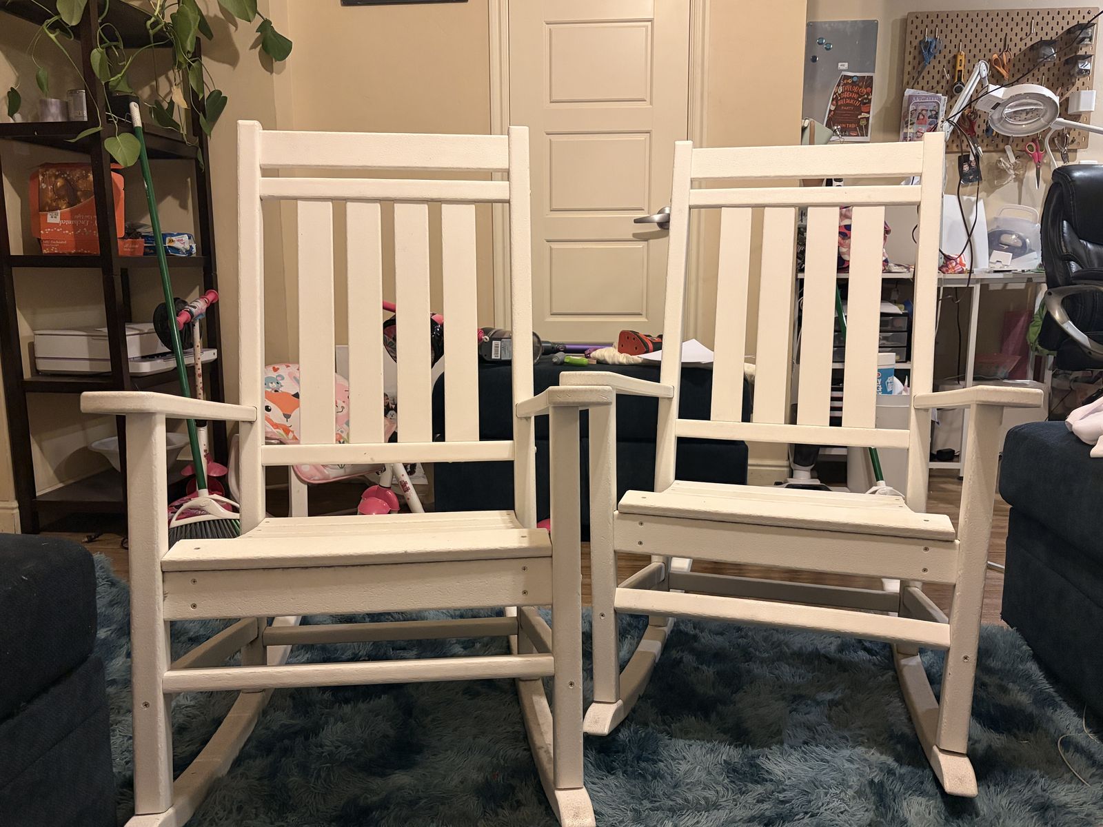 Set of 2 Polywood White Outdoor Rocking Chairs