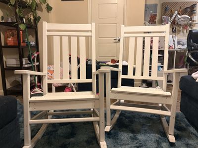 Set of 2 Polywood White Outdoor Rocking Chairs