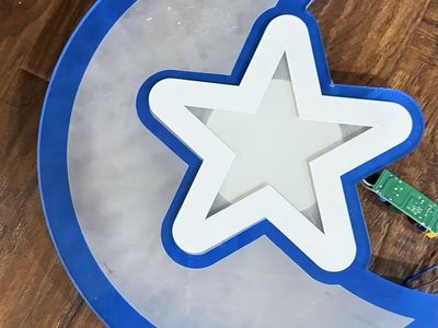 Crescent Moon & Star Wall Sconce Light Fixture - Blue & White Decor