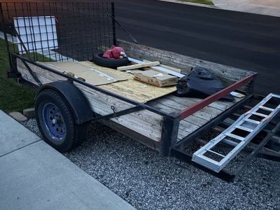 Utility Trailer with Wooden Sides and Ramp