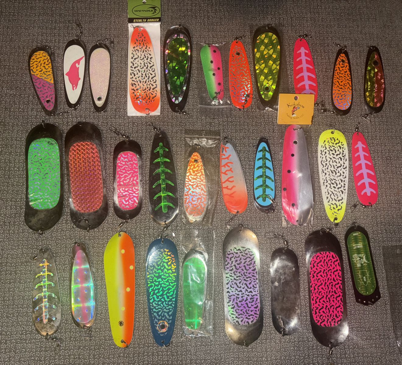 Kokanee Dodgers flashers Okuma Kokanee Black Rod Powell Max Rod