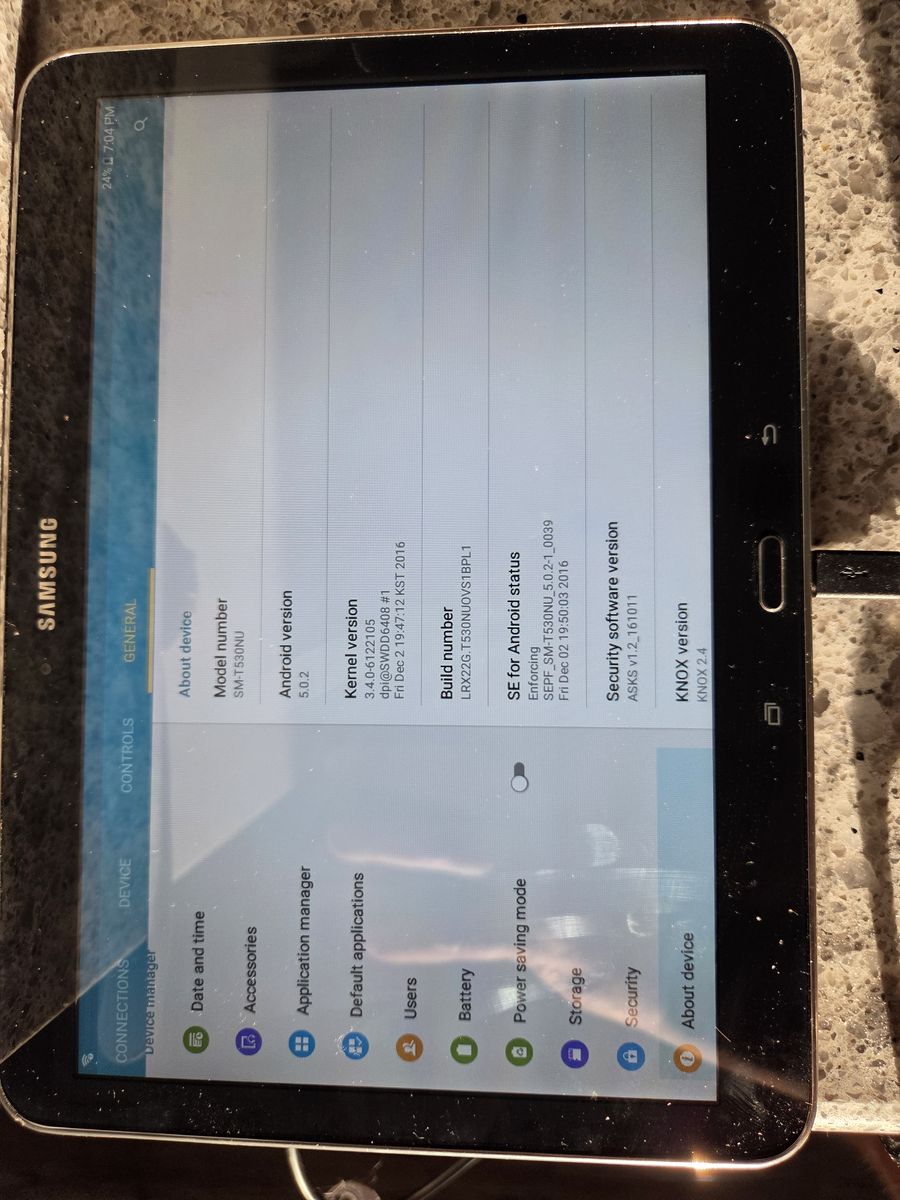 Samsung tablet with charger