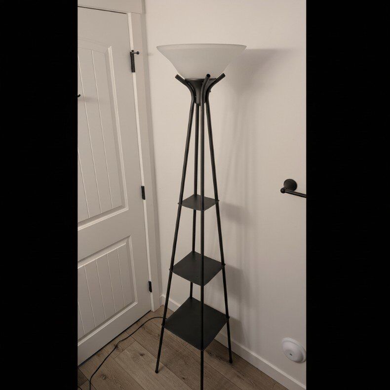 Black Floor Lamp with Shelves