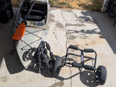 Kayak with paddle, caddy, Folding Jrack