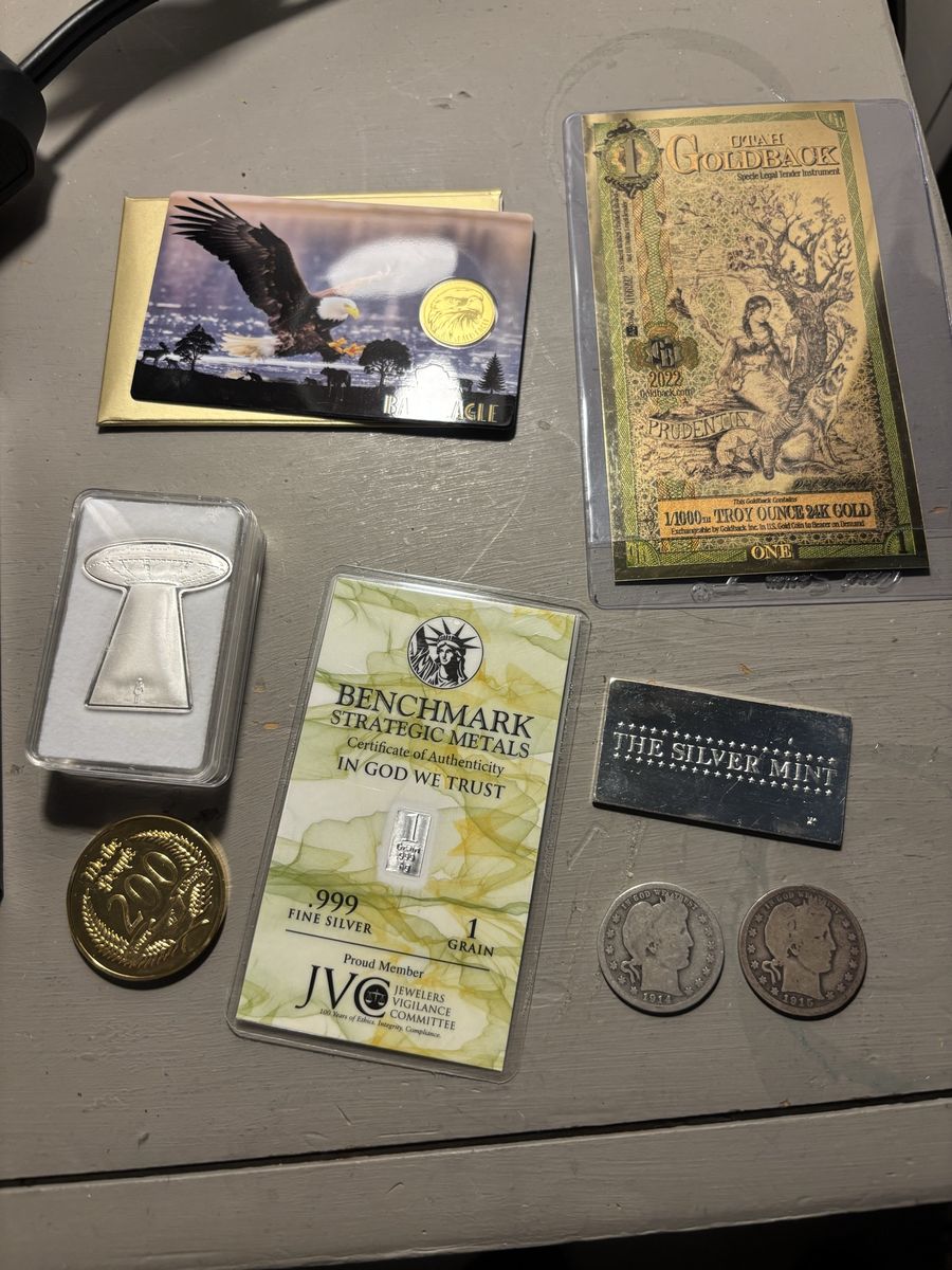 Silver coin and gold lot