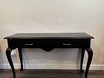 Black Console Table with 2 Drawers, Cabriole Legs