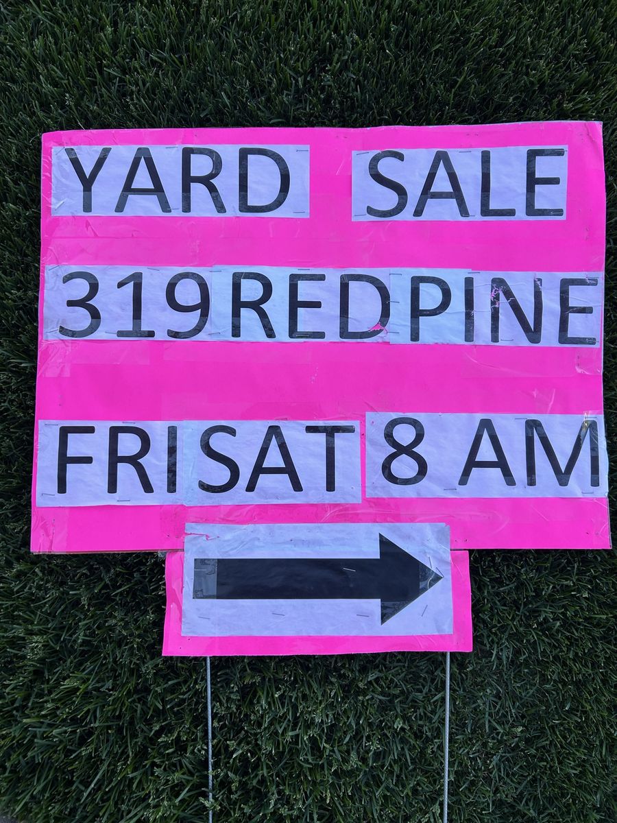 Follow Pink Signs Alpine Yard Sale