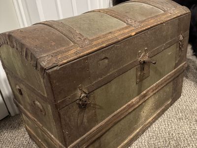 Antique Steamer Trunk Round Top