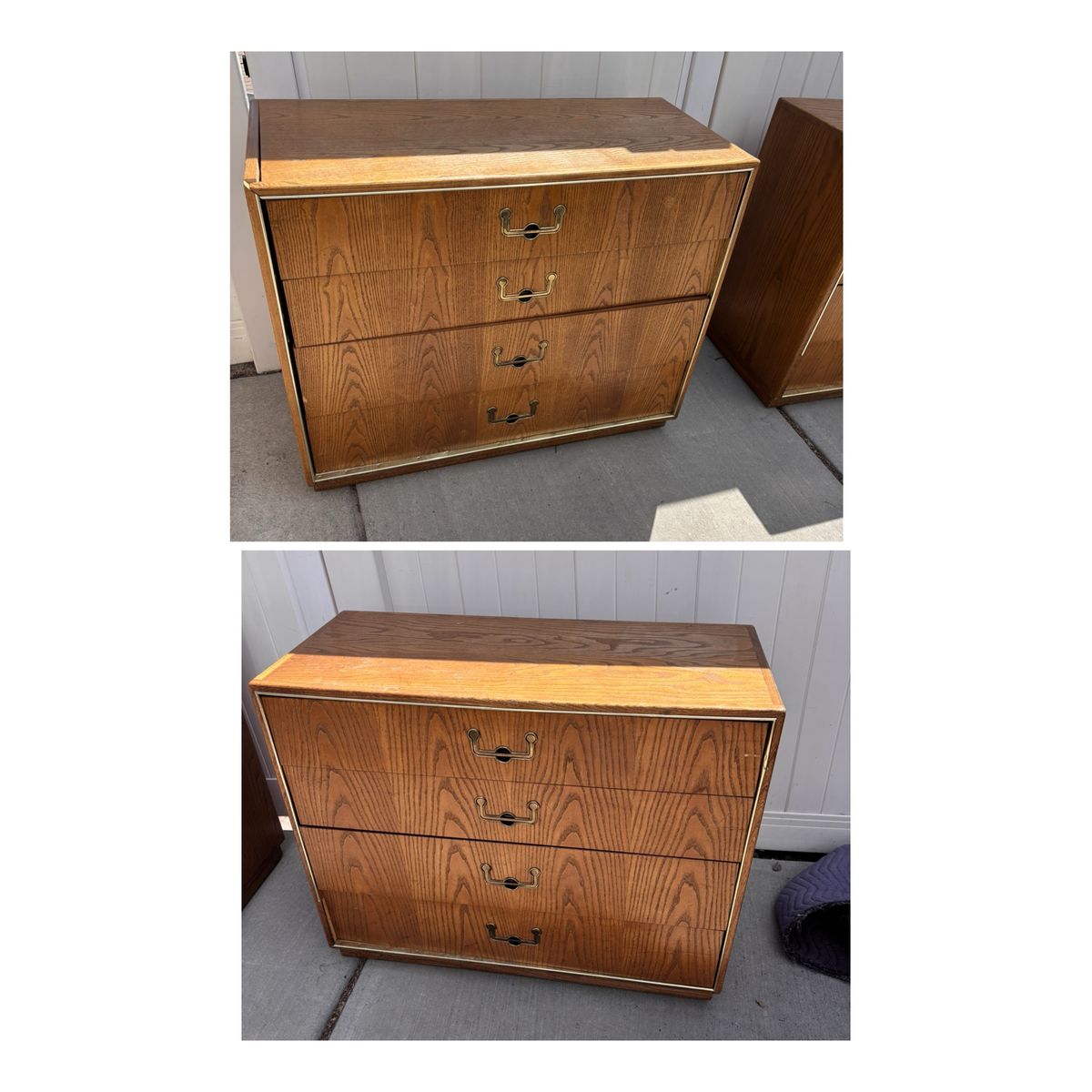 Pair Of Vintage MCM Campaign Style Oak Nightstands Read Description