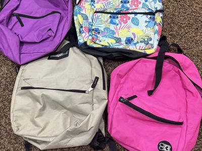 Lot of 4 Assorted Backpacks - Disney Stitch, Trailmaker, Pink & Purple
