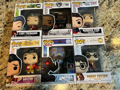 Funko Pop! Vinyl Figures - Lady Tremaine, James Harden, Number Five, Gaston, Fire Troll, Harry Potter, Disney, NBA, Harry Potter