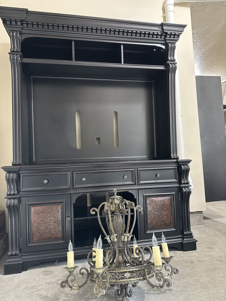 TV entertainment brown color with doors and chests of drawer