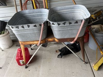 Vintage Double Wash Tub With Original Drain Hoses
