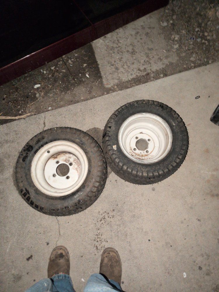 Used Utility Trailer Tires with White Rims - Set of 2
