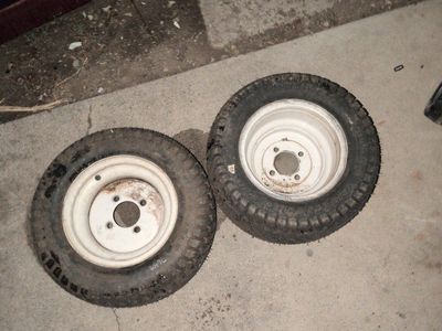 Used Utility Trailer Tires with White Rims - Set of 2