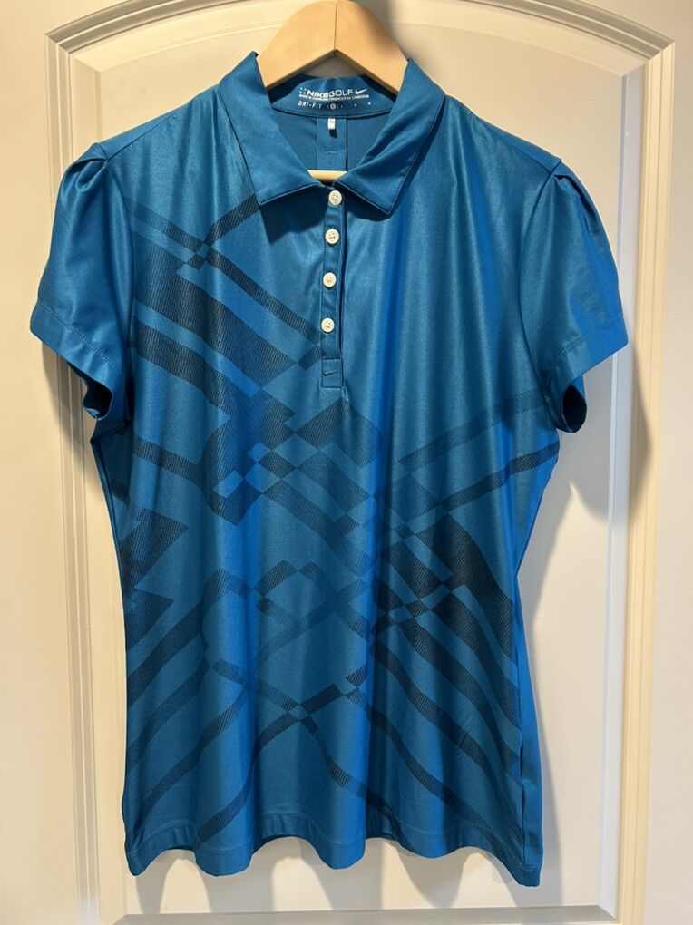 Nike Golf Dri-Fit Polo Teal Blue Black Large