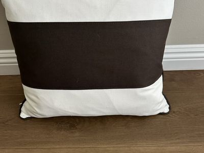 White & Brown Striped Throw Pillow 17x17 - Home Decor Accent Cushion