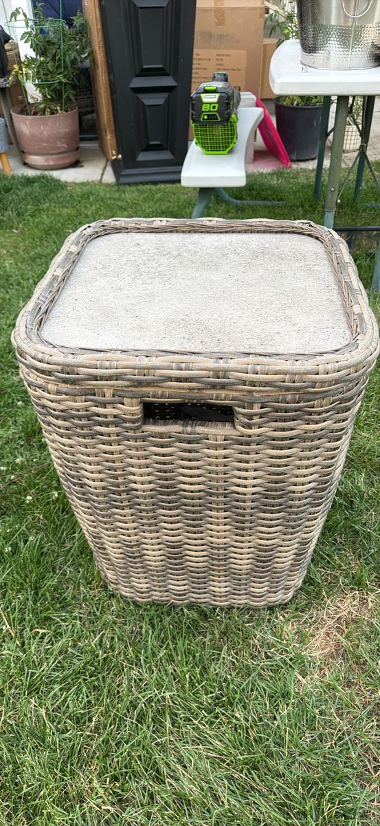 Wicker Outdoor Side Table Square Patio Garden Furniture