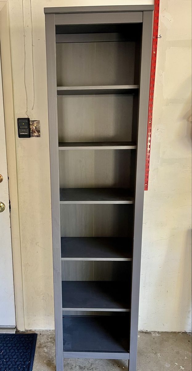6 shelf gray bookcase - 79x19x13 inches