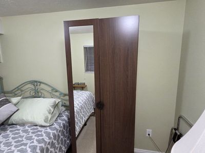 Brown Wood Grain 2-Door Wardrobe Armoire with Full-Length Mirror
