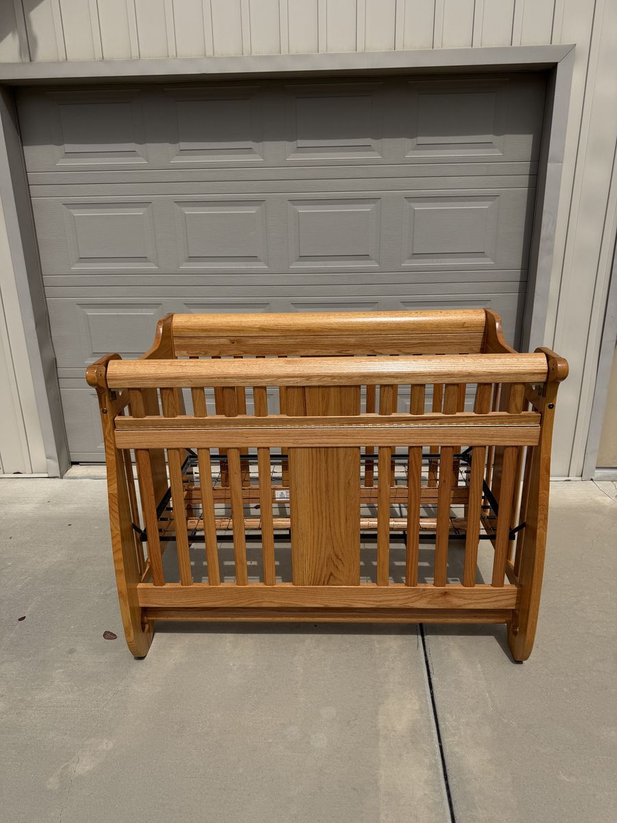 Solid Oak Crib and Chest of Drawer Set