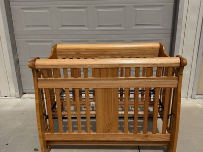 Solid Oak Crib and Chest of Drawer Set