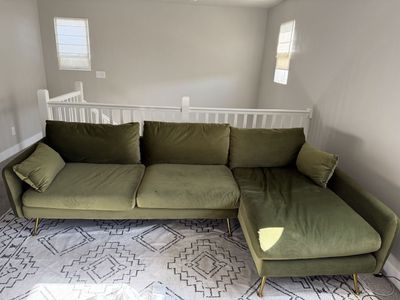 Modern Green Velvet Sectional Sofa